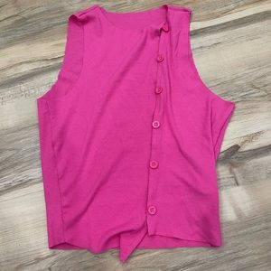 Pink button up crop top